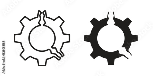 Broken gear icon line illustration background. icon concept vector
