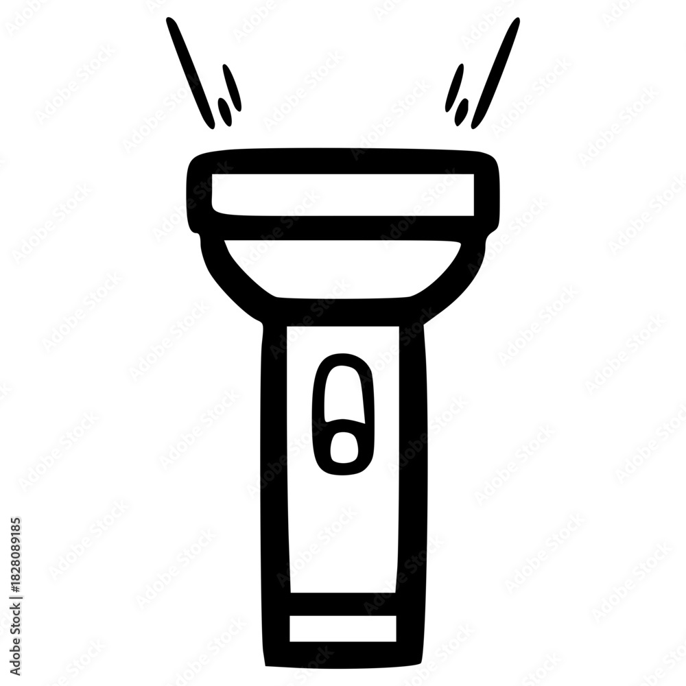 Obraz premium doodle flashlight illustration hand drawn outline vector