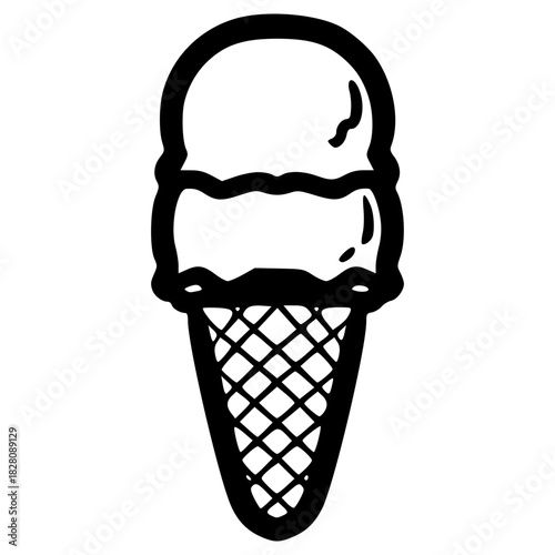 doodle ice cream illustration hand drawn outline vector