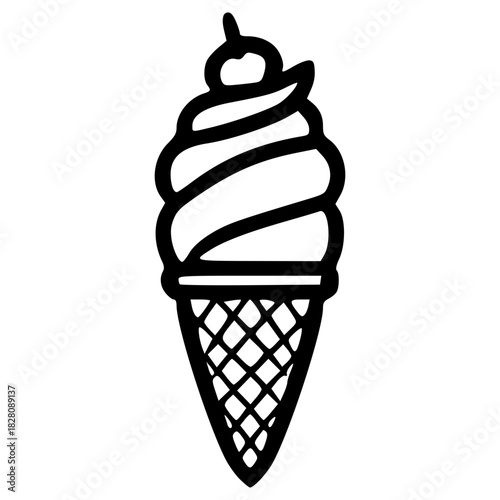 doodle ice cream illustration hand drawn outline vector