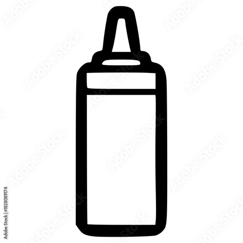 doodle container or bottle ketchup illustration hand drawn outline vector