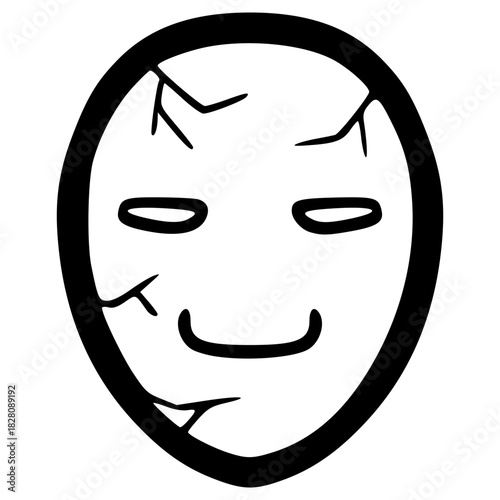 doodle broken mask illustration hand drawn outline vector