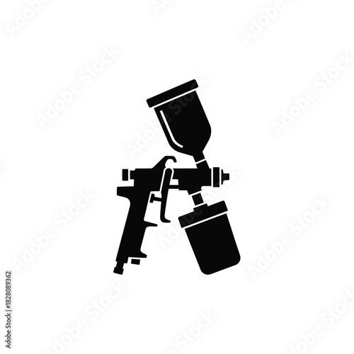 Black spray gun icon on white background paint tool