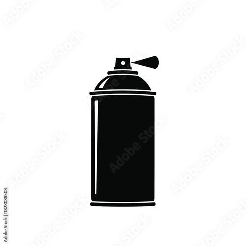 Black spray paint can icon on white background aerosol