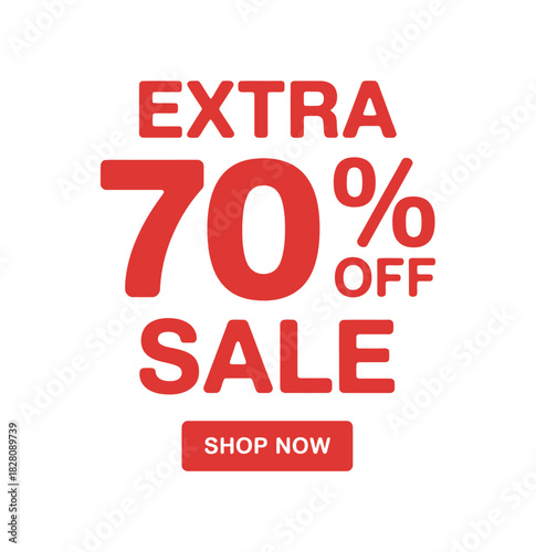 Extra 70% off sale with a shop now button.