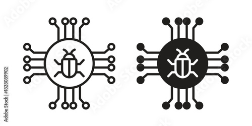 Computer bug icon line illustration background. icon concept vector