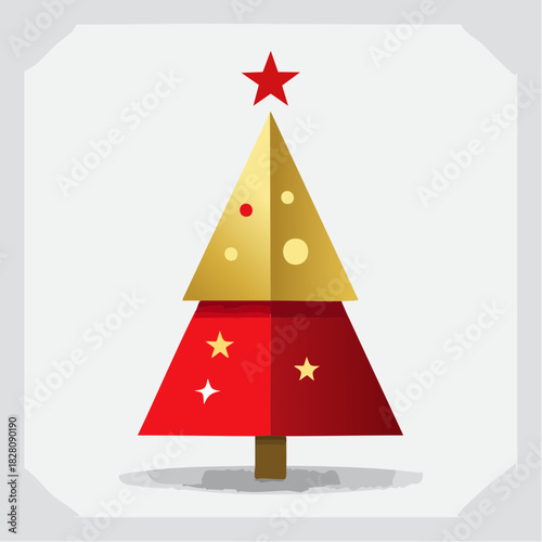 Albero di natale, oro e rosso