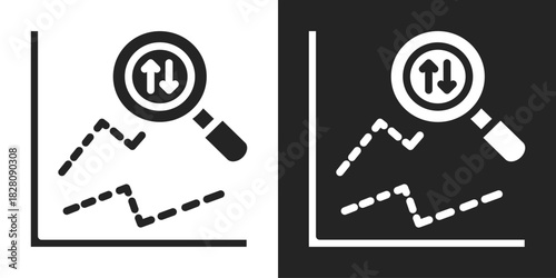 Predictive Analysis Icon In Black And White Glyph Style