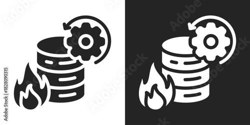 Disaster Recovery Icon In Black And White Glyph Style