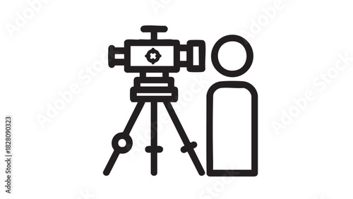 Person using theodolite surveying instrument icon vector silhouette