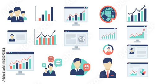 Professional business analytics and global marketing concept with data visualization