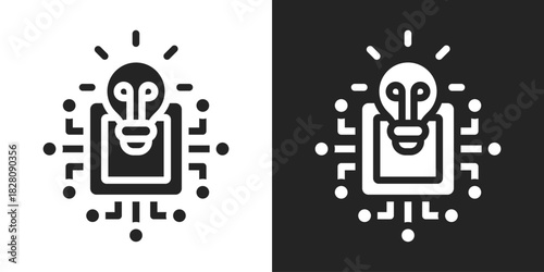 Machine Learning Icon In Black And White Glyph Style