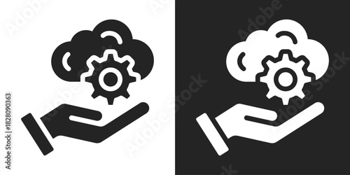 Saas Icon In Black And White Glyph Style