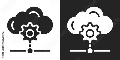 Orchestration Icon In Black And White Glyph Style