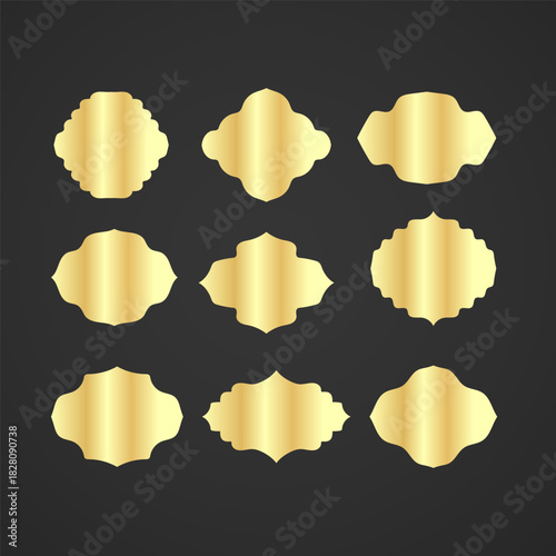 Vintage frames set isolated on dark background. Decorative frame, Set of ornamental label, vintage golden frames