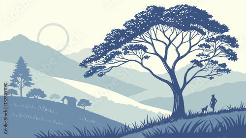 A frosted blue glass surface with a simple minimalist design aesthetic