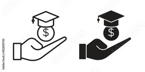Education cost icon line illustration background. icon concept vector