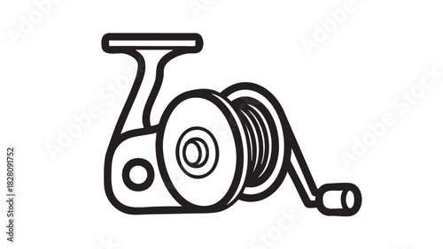 Fishing Reel Icon A Simple Black and White Graphic for Angling and Outdoor Recreation