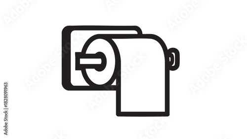 Black and White Toilet Paper Roll Icon for Hygiene, Cleanliness, and Home Essentials
