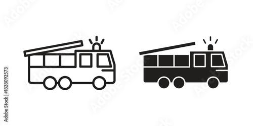 Fire truck icon line illustration background. icon concept vector