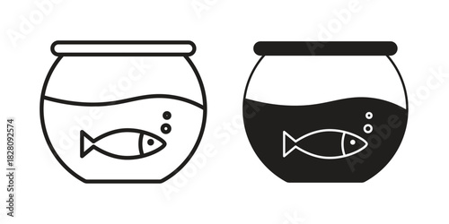 Fish bowl icon line illustration background. icon concept vector