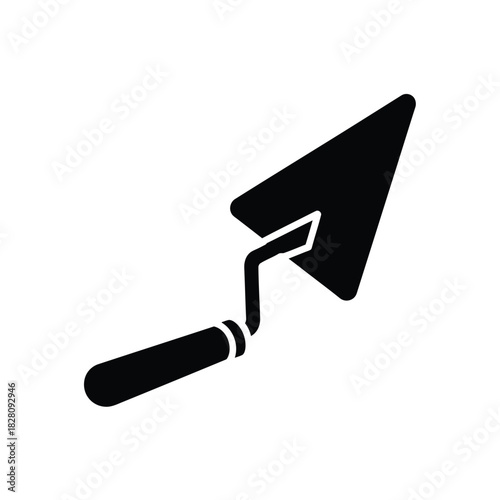 Black trowel tool icon on white background construction