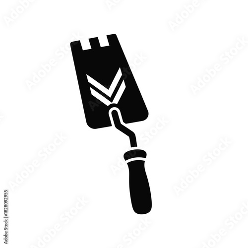 Black trowel tool icon with chevron design construction