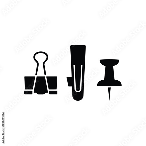 Binder clip, bulldog clip, and thumbtack are office supplies.