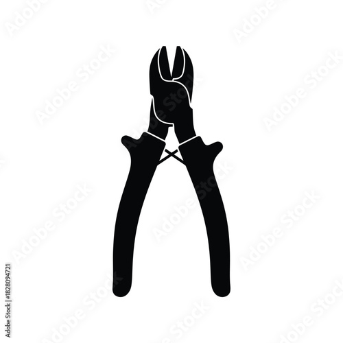 Black wire cutters silhouette on white background tool