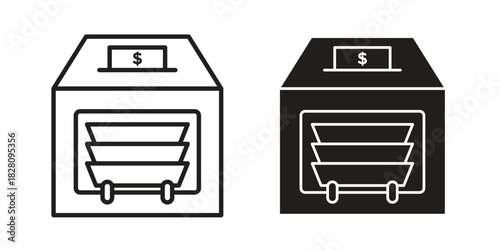 Money counting machine icon line illustration background. icon concept vector