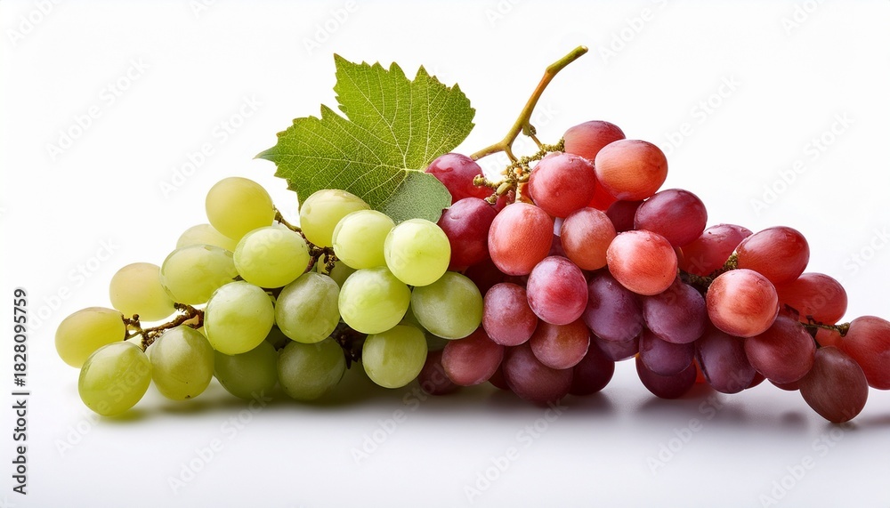 Obraz premium Isolated Bunch Of Red And Green Grapes