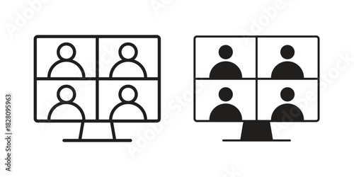 Online meeting icon line illustration background. icon concept vector