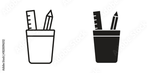 Pencil holder icon line illustration background. icon concept vector