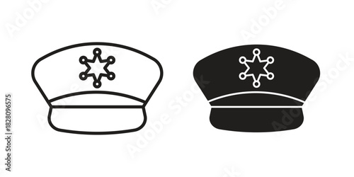 Police cap icon line illustration background. icon concept vector
