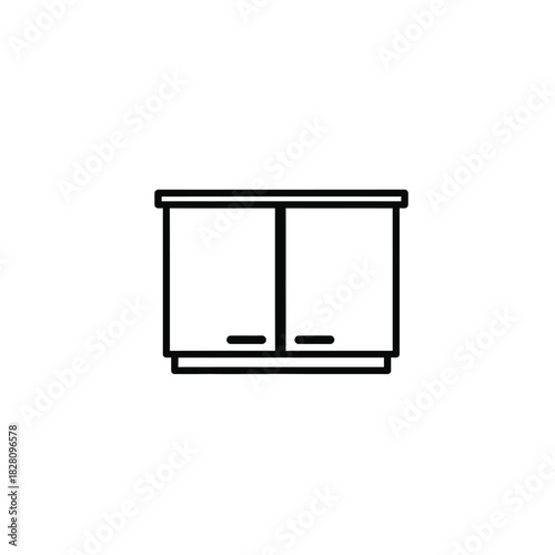 Simple black outline of a two-door cabinet cupboard