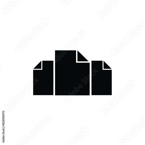 Three black paper documents on white background file