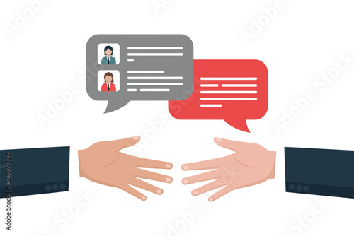 Two people exchange messages in a digital conversation, symbolizing connection and communication.