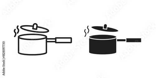 Sauce pan icon line illustration background. icon concept vector