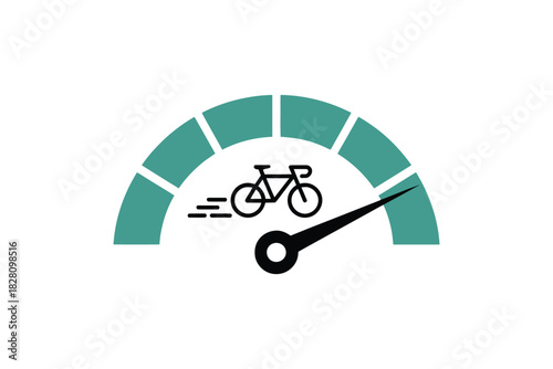 A bicycle icon on a speedometer indicates cycling speed and performance.