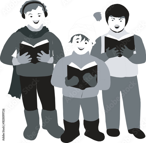 vector cartoon illustration of a boy and girl together