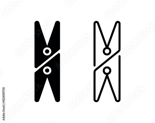 Two clothespins, one solid and one outlined, are shown side by side.