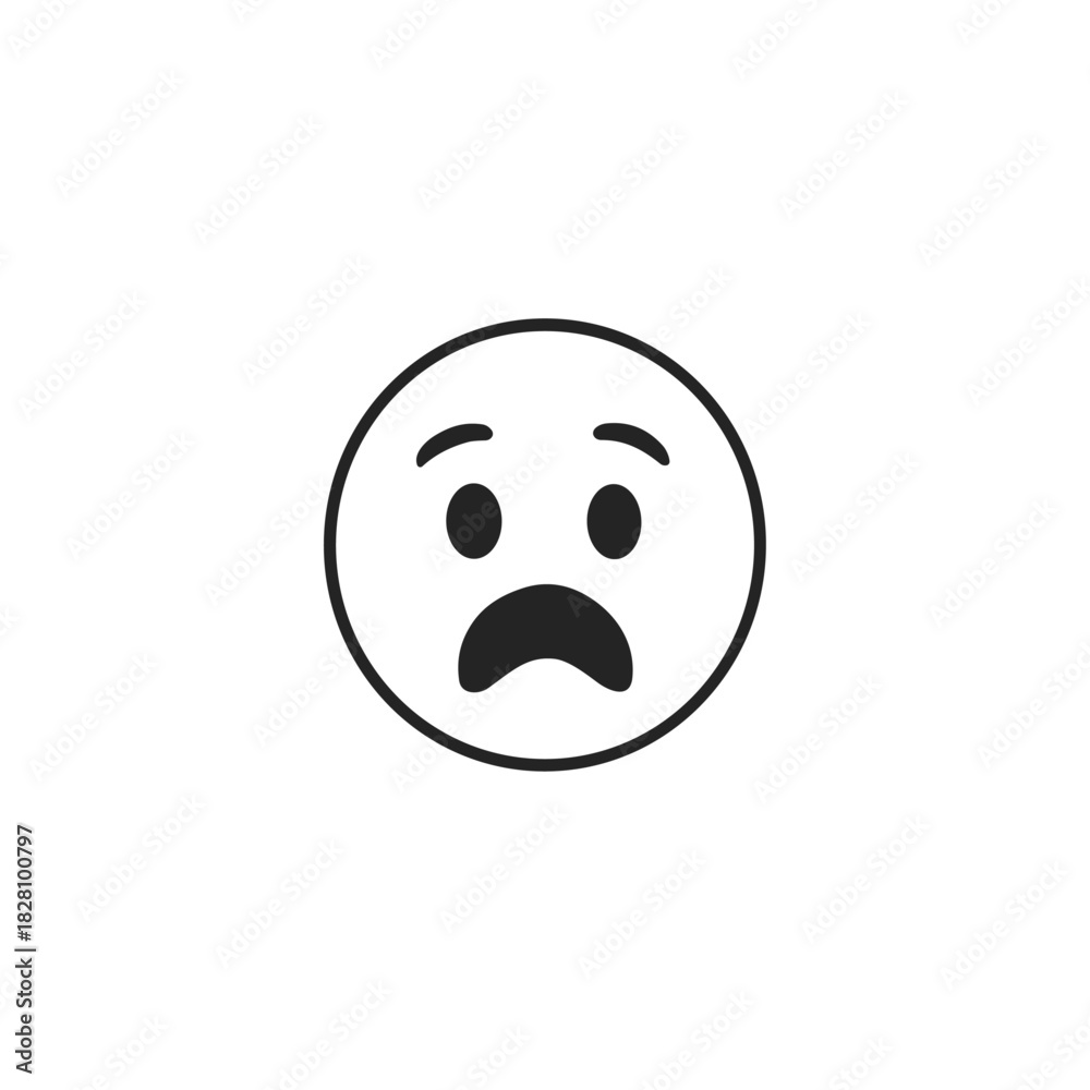 Fototapeta premium Sad, Disappointed emoji icon logo flat vector design