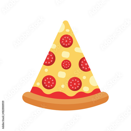 Pepperoni Pizza Slice Flat Vector illustration.eps