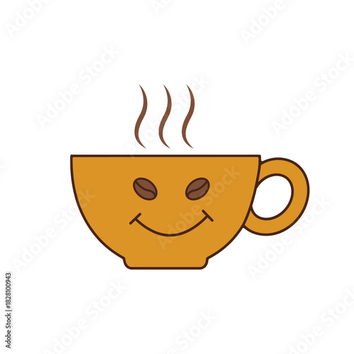 Hot Coffee Cup Mascot Vector illustration .eps