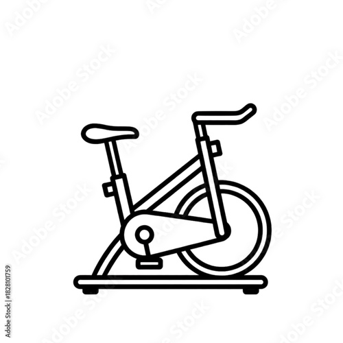 Simple line art icon of a stationary exercise bike for indoor cycling workouts