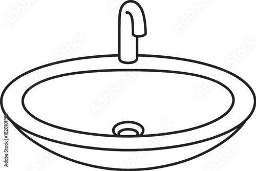 A clean white sink with a faucet is ready for use.