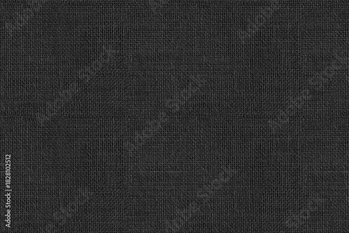 Black fabric background – seamless texture of textile material. Long, wide woven linen cloth swatch.