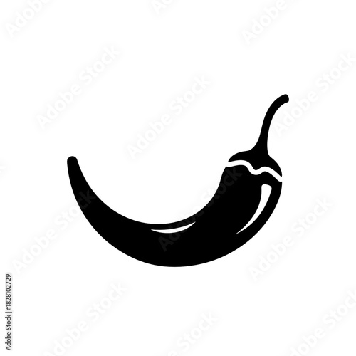 Bold silhouette of a chili pepper with copy space for spicy food branding concept