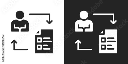 report Icon In Black And White Glyph Style
