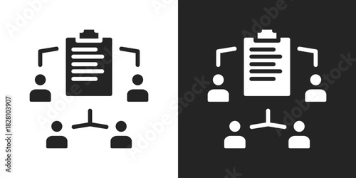 Document Management Icon In Black And White Glyph Style